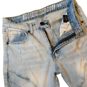 R GSTR‎ Moto Racing Stacked Skinny Jeans Light Washed size 32